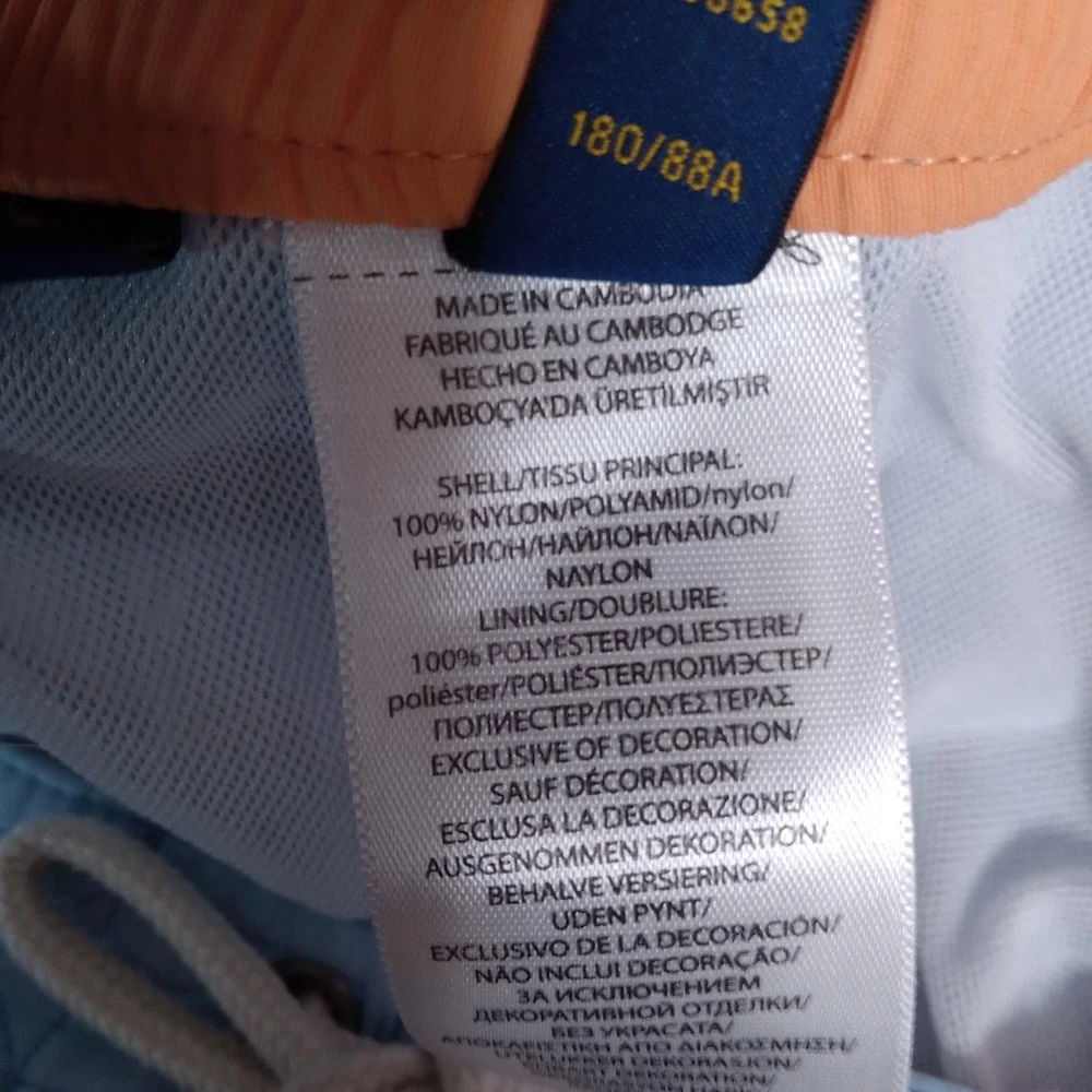 Polo Ralph Lauren Mens Swim Trunks Light Blue Cargo Pocket Board Shorts Large